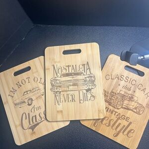 Vintage Car Engraved Bamboo Cutting Boards